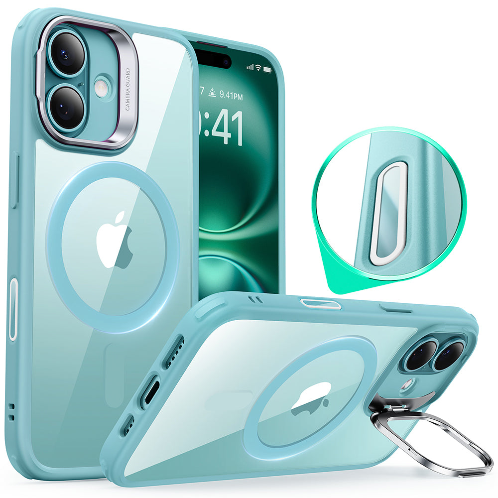 Best iPhone 16 Plus Magsafe Case with Stand Camera Control Clear Green