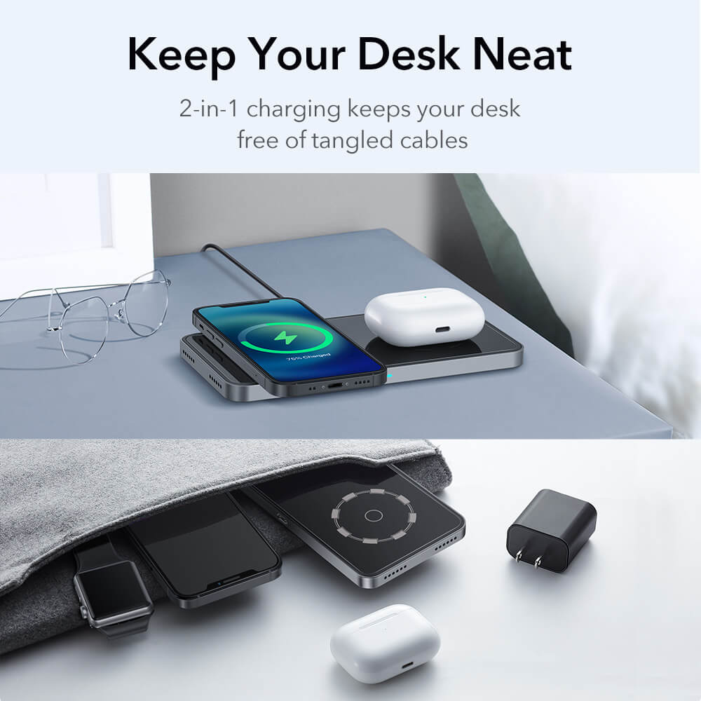 HaloLock™ 2 in 1 Magnetic Wireless Charger for iPhone 12 1