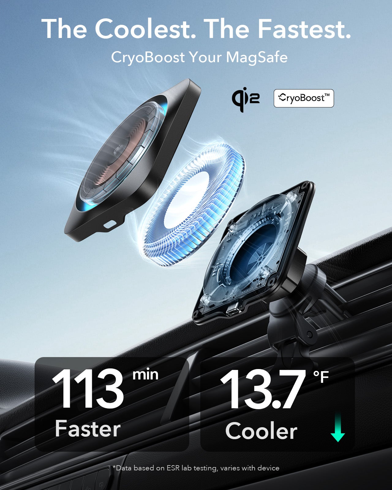 KF1 Qi2 Magsafe Wireless Car Charger with CryoBoost 1