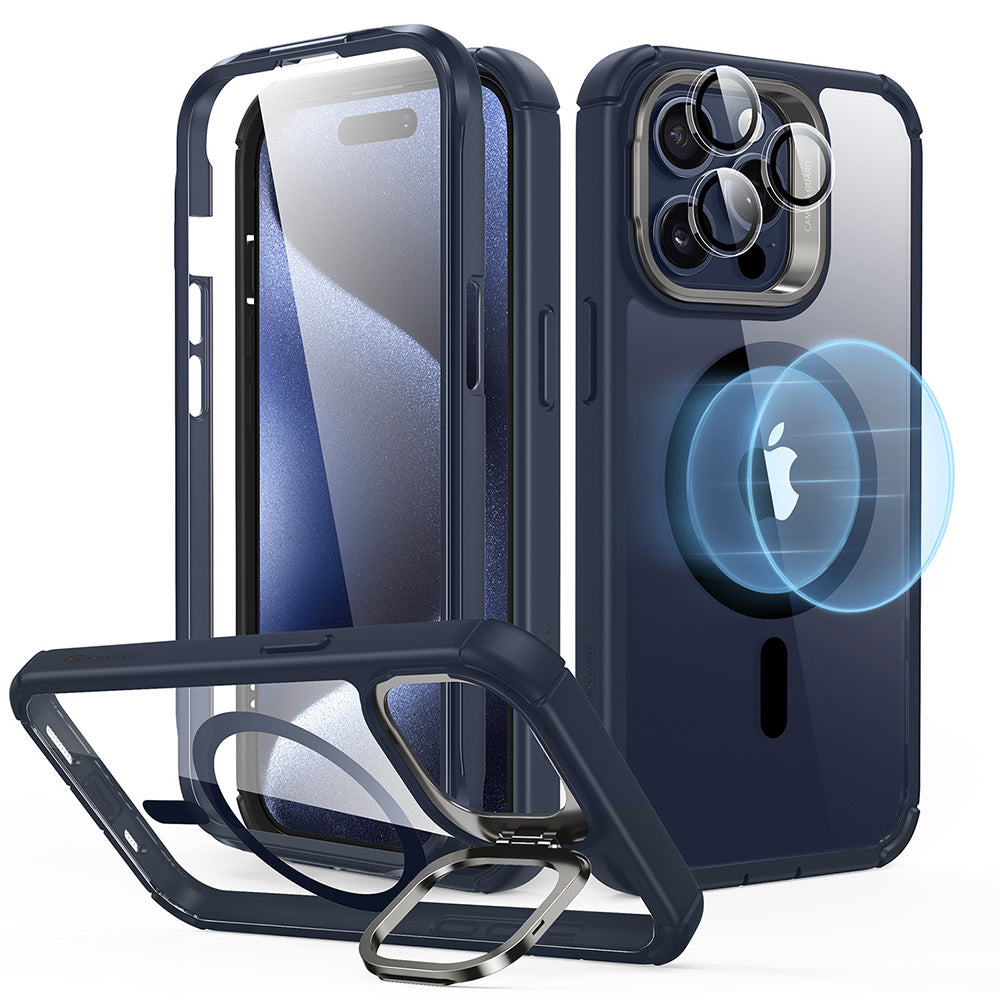 QD iPhone 15 Pro Armor Tough Case with Stash Stand HaloLock C02 ZT02