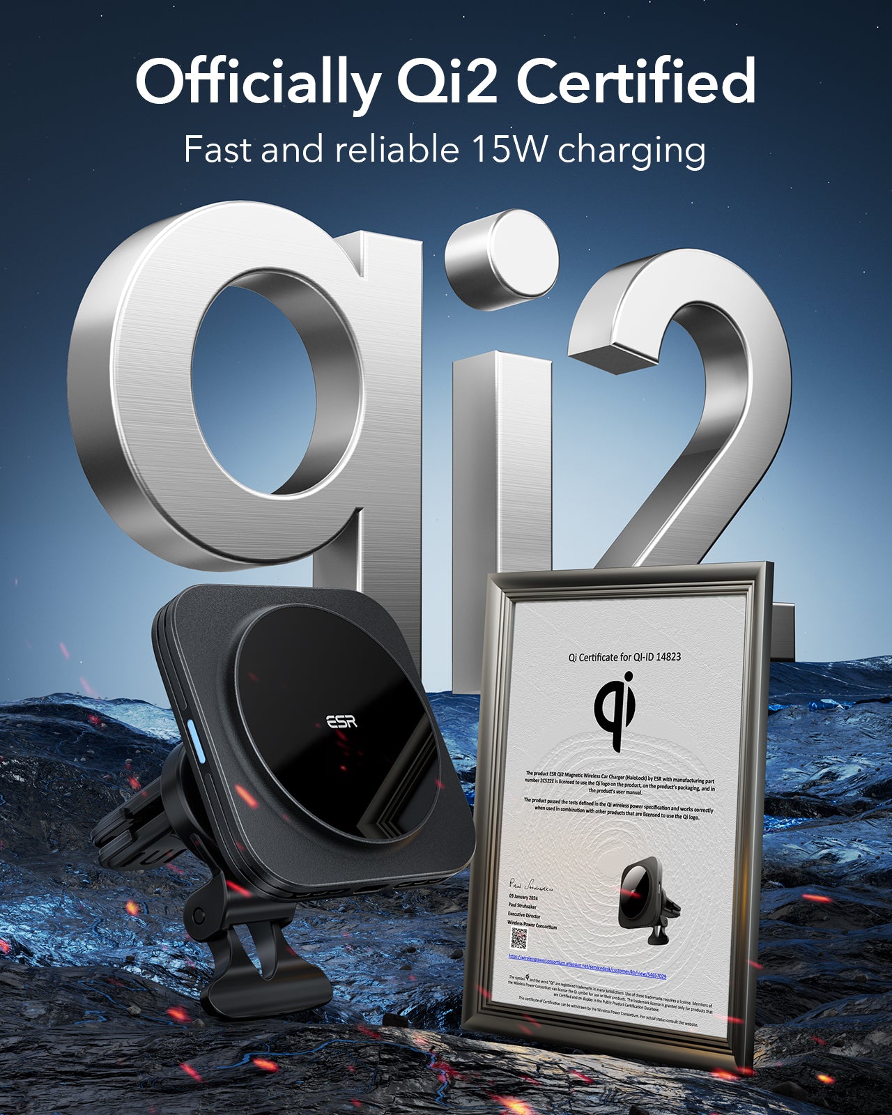 Qi2 Magnetic Wireless Car ChargerHalolock 1