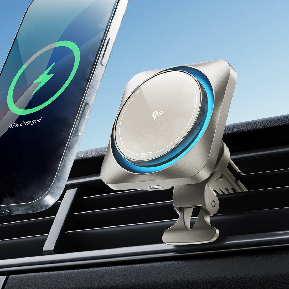 Qi2 wireless car charger titanuim