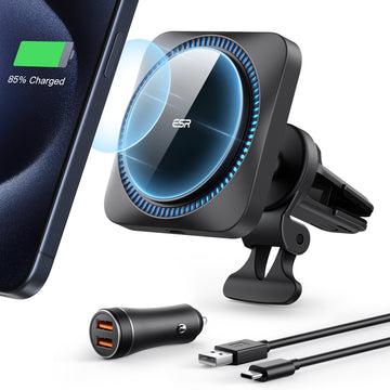 Wireless Car Charger with CryoBoost HaloLock 36W Adapter 01