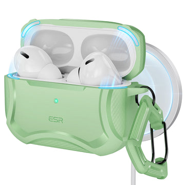 airpods pro 2023 2022 2019 cyber tough case halolock light green