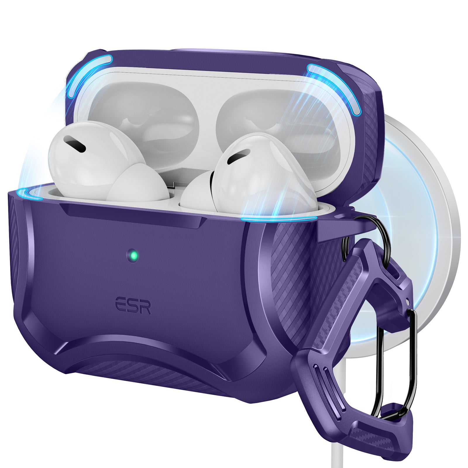 airpods pro 2023 2022 2019 cyber tough case halolock purple