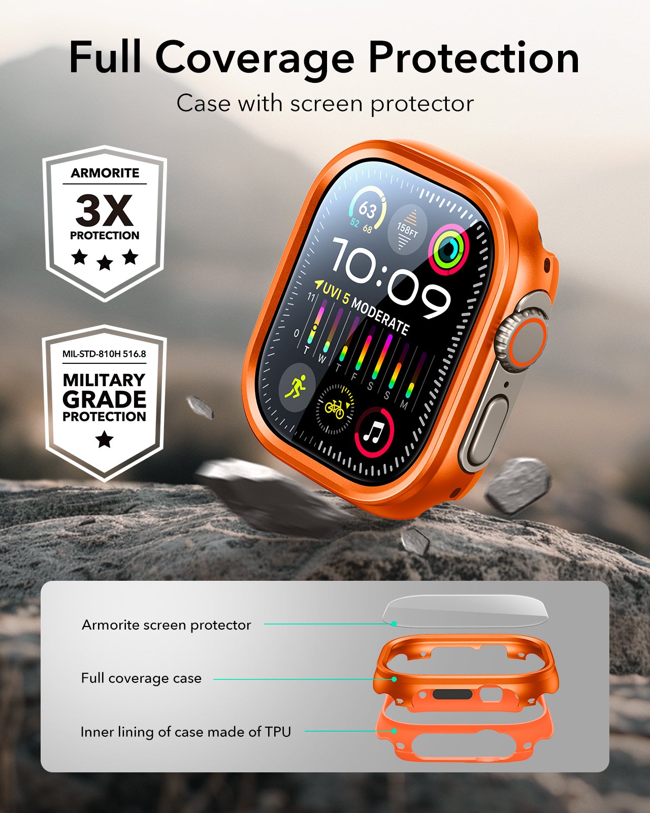 apple watch ultra case with screen protector kf 3