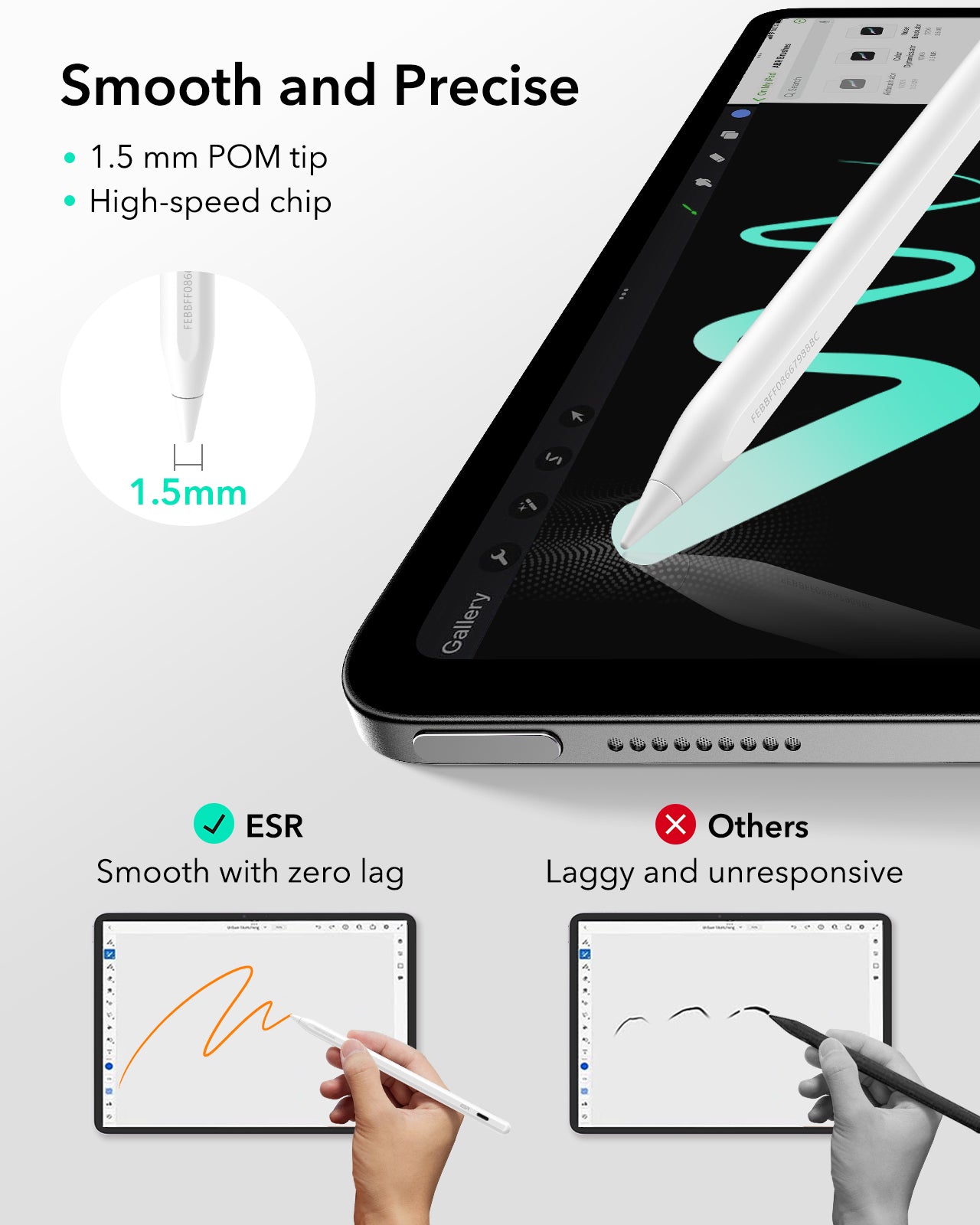 ESR iPad Pencil with Find My 4 smooth with zero lag