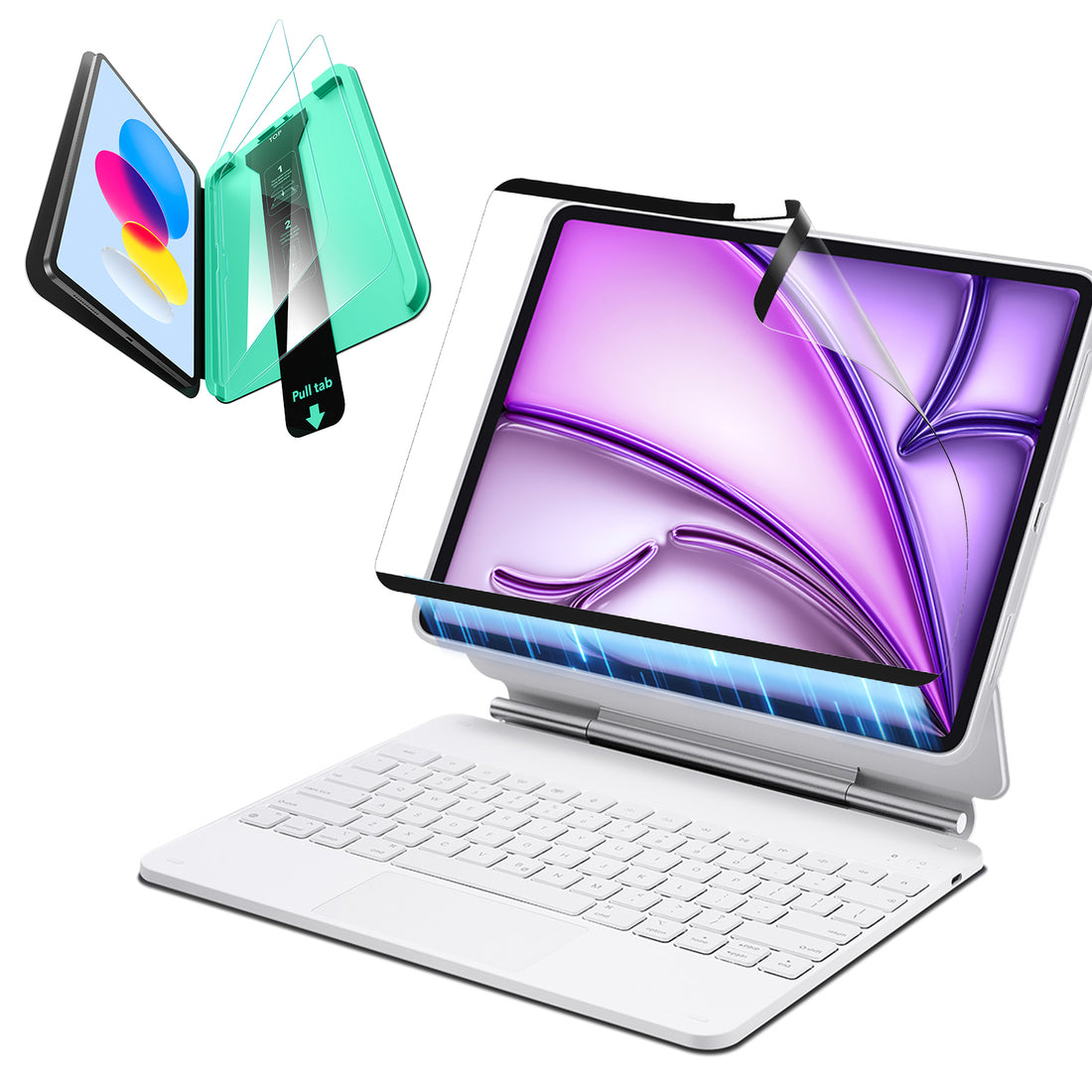 iPad Air 13” (2025) Rebound Magnetic Keyboard Case 360 Protection Paper-Feel Bundle - US Layout-White ESR