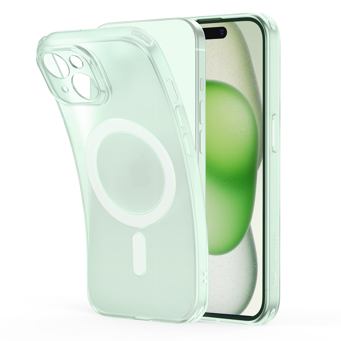 iPhone 15 Plus Max Zero Clear Case HaloLock frosted green 01