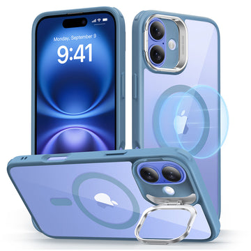 iPhone 16 Clear Case with Stash Stand Magsafe clear blue 1