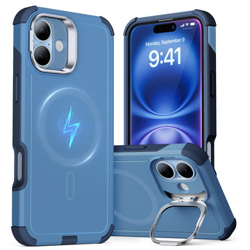 iPhone 16 Cyber Tough Case with Stand Magsafe Blue 1