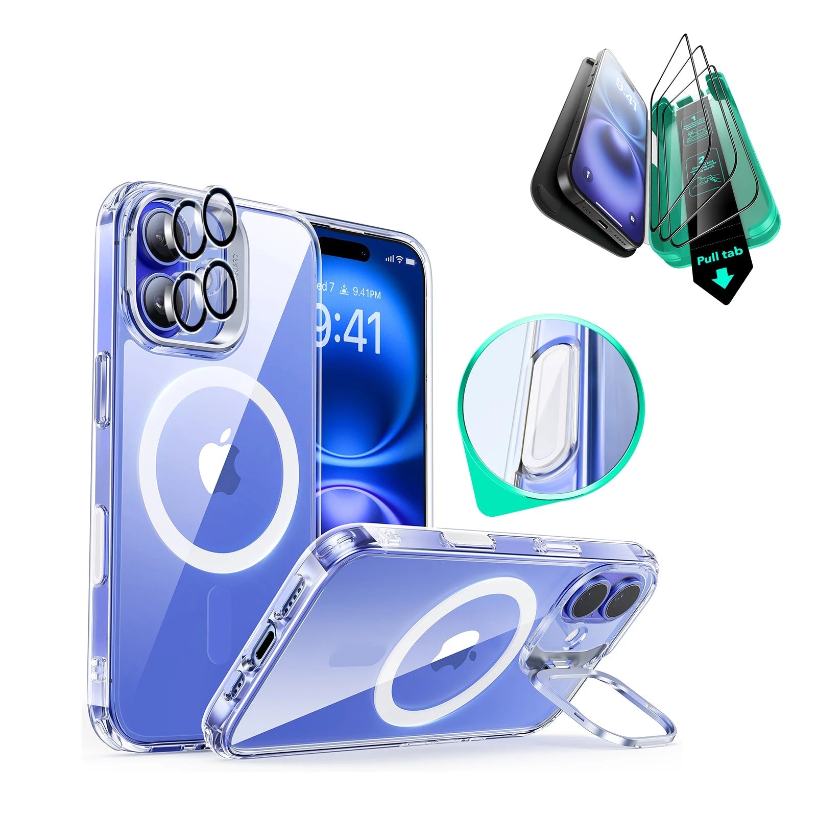 iPhone 16 HaloLock Classic Hybrid Case Protection Bundle (Camera Control, Stash Stand) - Clear ESR ESR