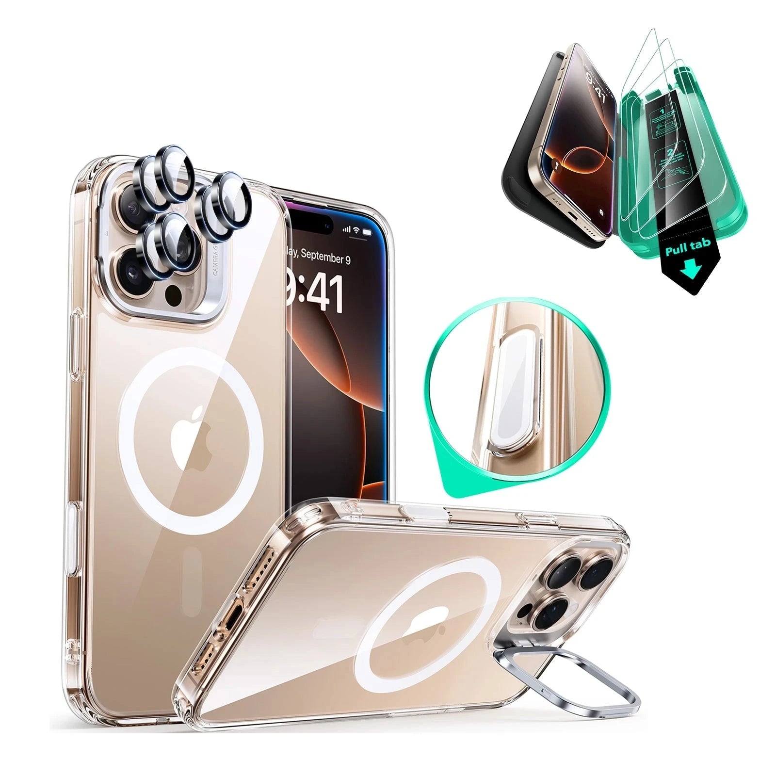 iPhone 16 Pro HaloLock Classic Hybrid Case Protection Bundle (Camera Control, Stash Stand) - Clear ESR ESR