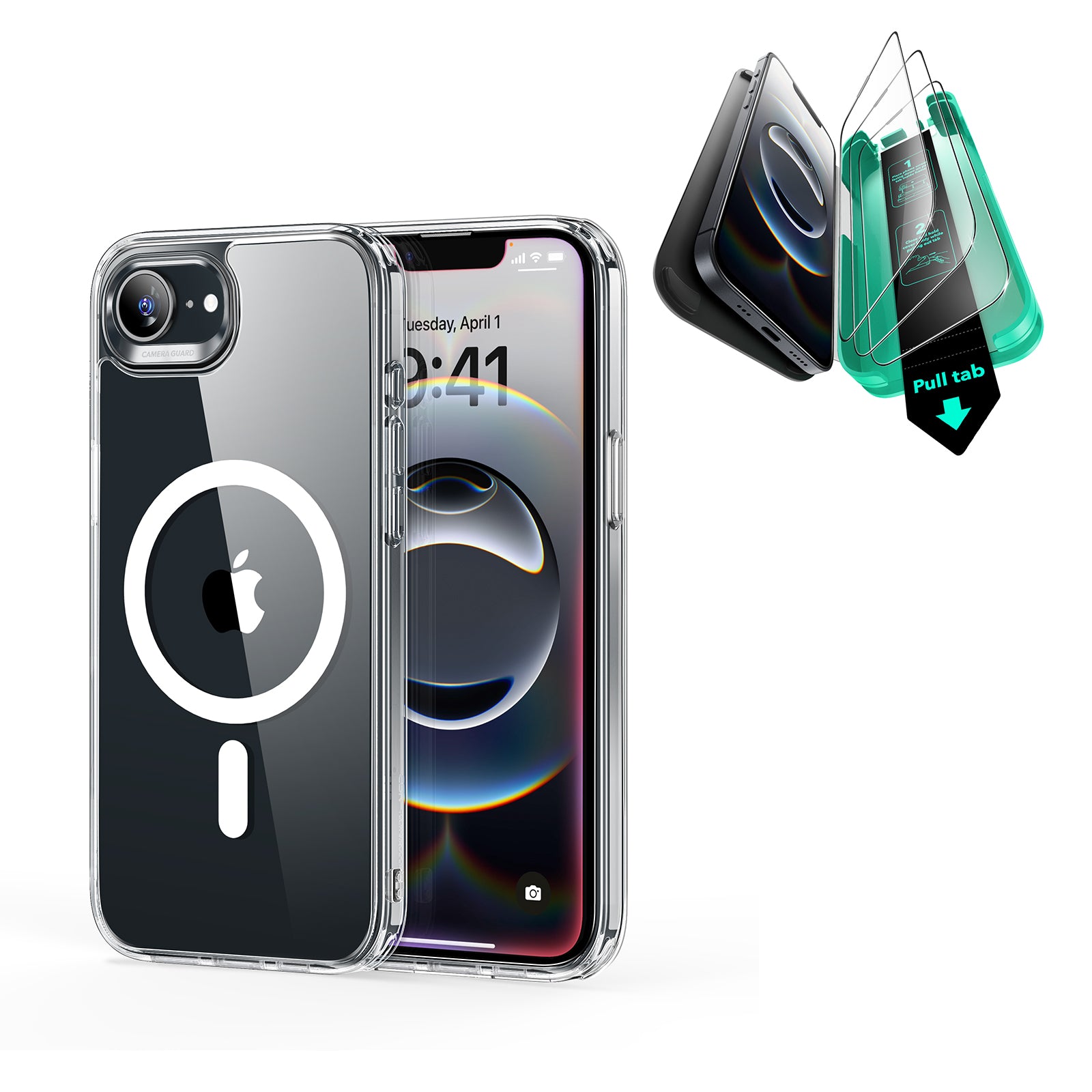 iPhone 16e HaloLock Classic Hybrid Case Protection Bundle - Clear