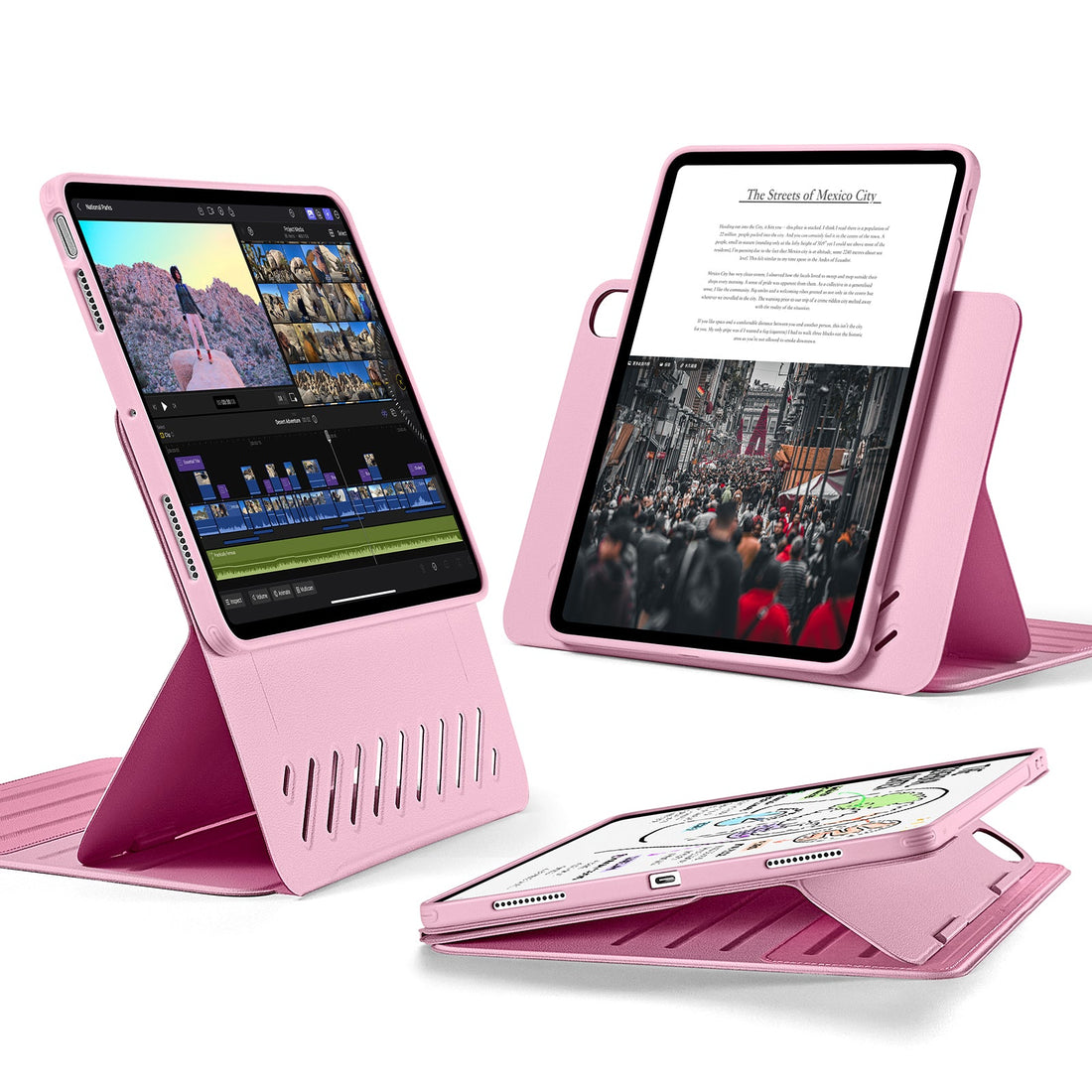 ipad air 11 inch case with stand pink kf 1