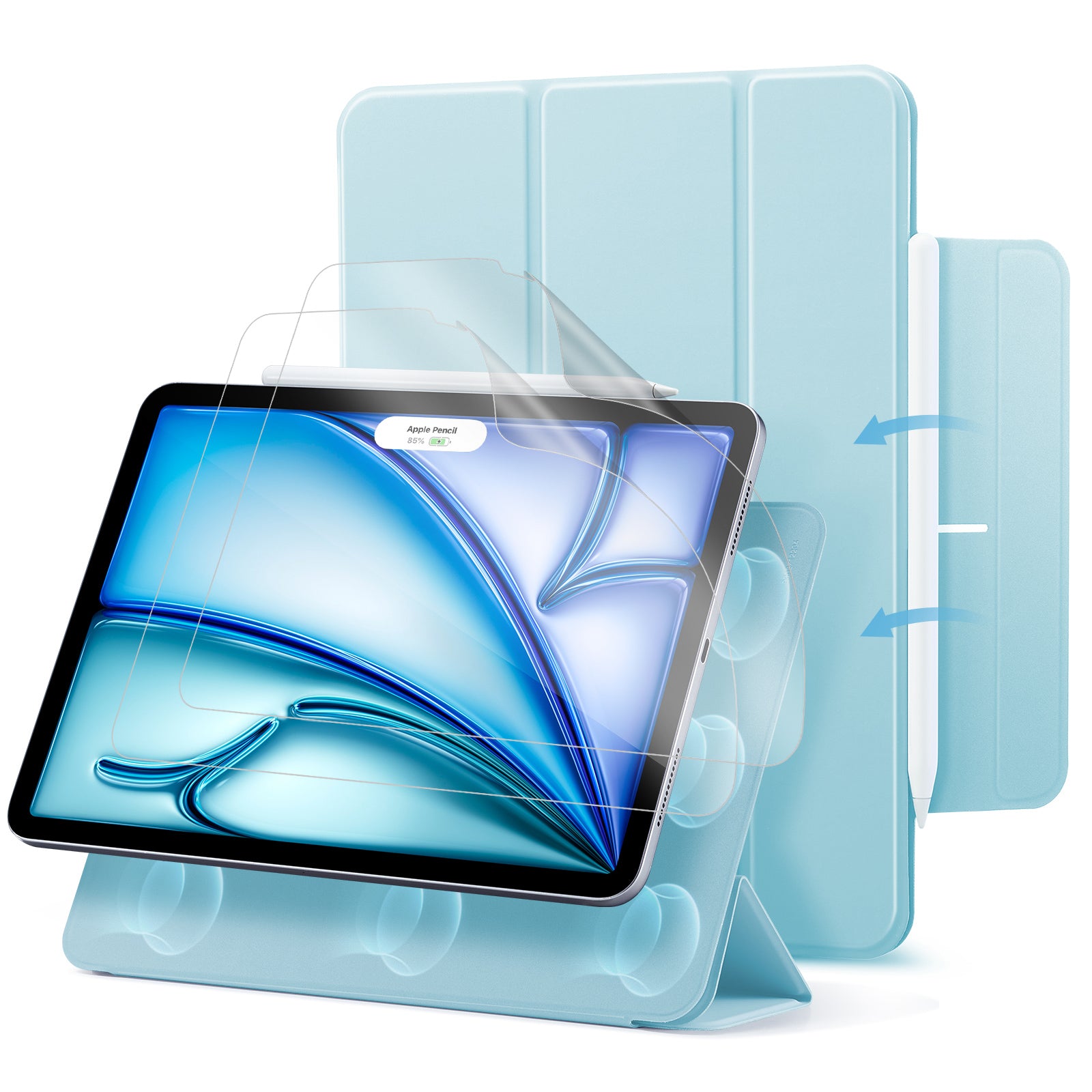 ipad air 11 inch slim case with screen protector sky blue