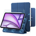 ipad air 13 inch magnetic folio case with tempered glass screen protector navy blue