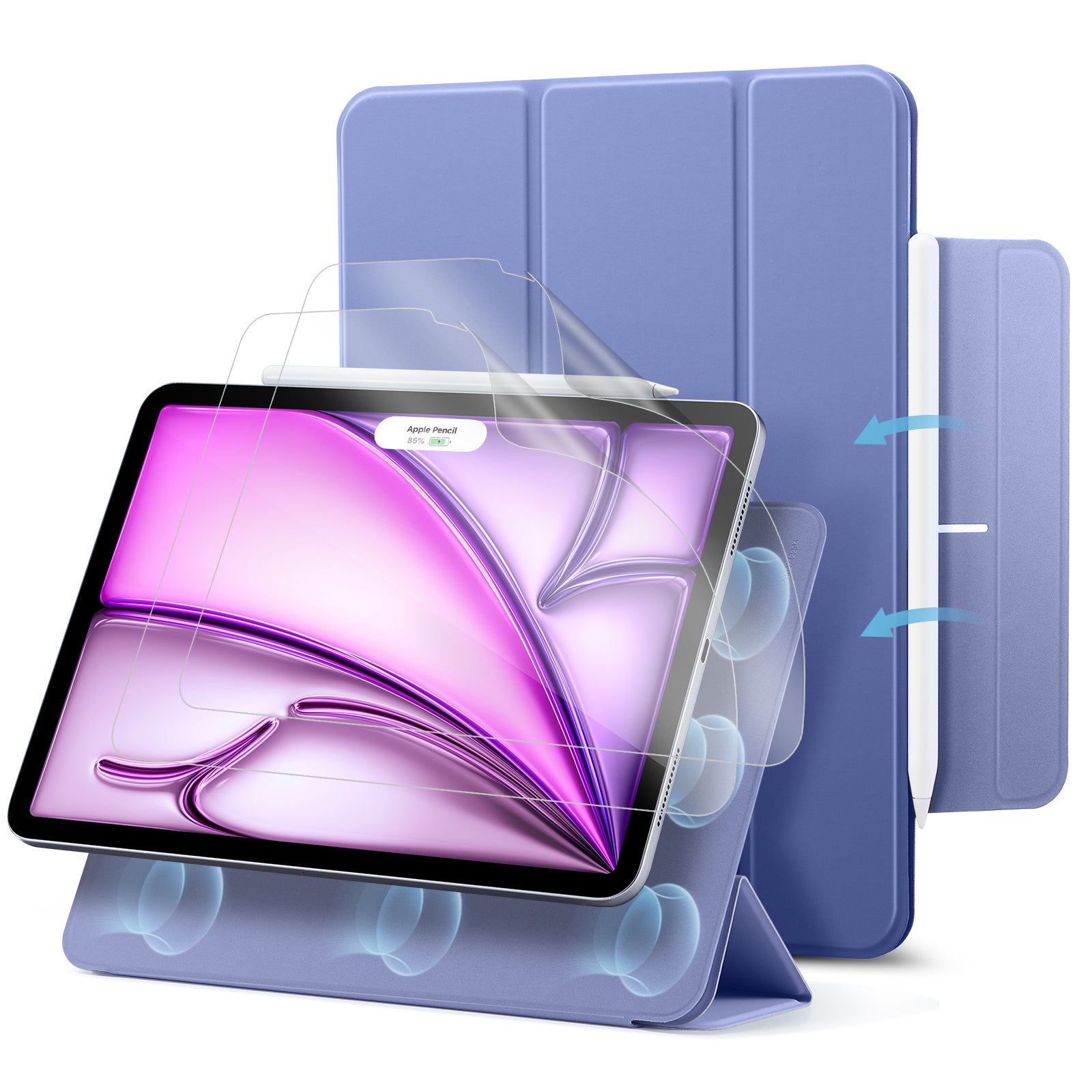 ipad air 13 inch slim case with screen protector purple