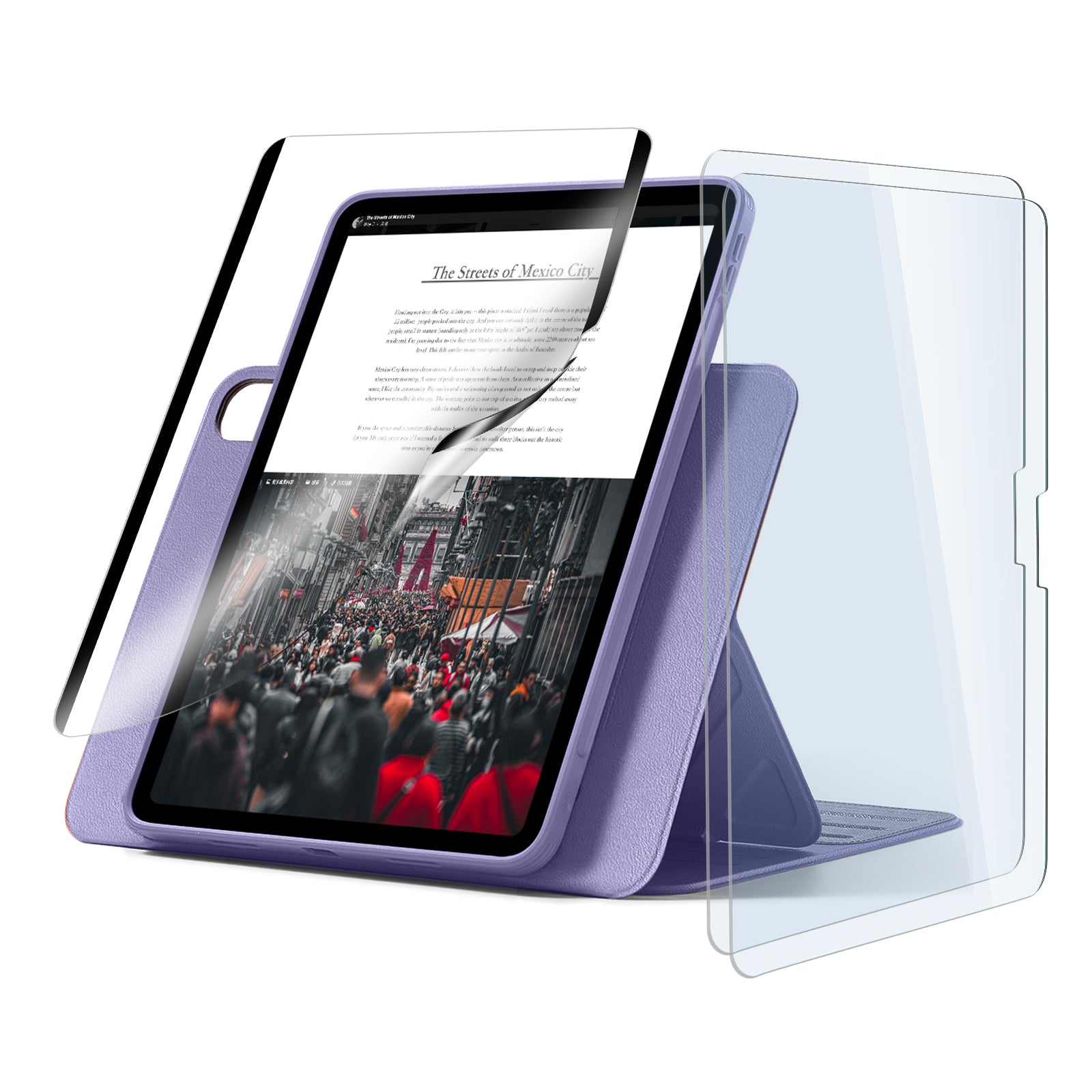 ipad air stand case with screen protector purple