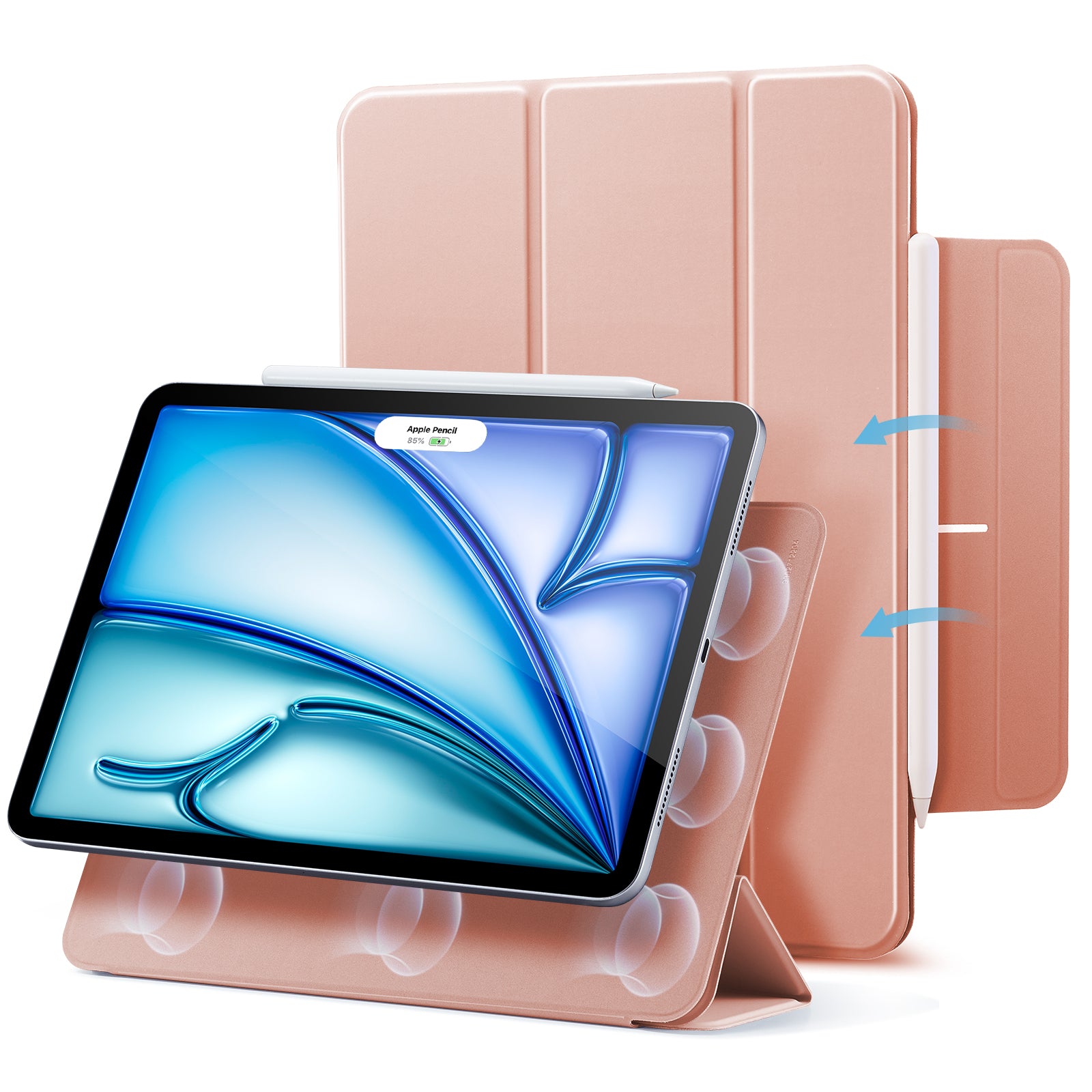 magnetic case for ipad air 11 inch m2 rose gold