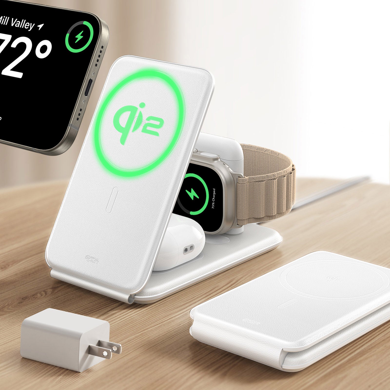 qi2 magsafe wireless charger white us plug